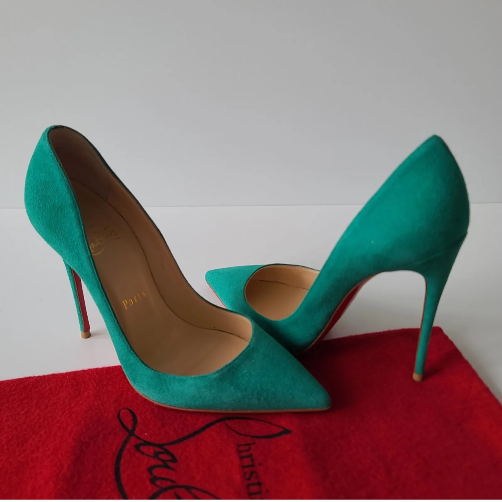 Christian Louboutin So Kate 120 Green Suede Pumps